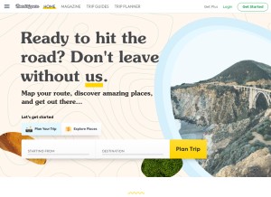 How roadtrippers.com looks like on a tablet such as an iPad.