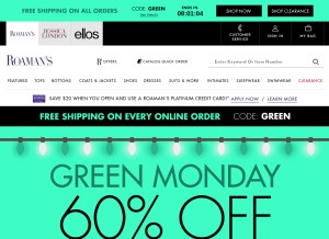 How roamans.com looks like on a tablet such as an iPad.