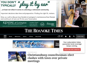 How roanoke.com looks like on a tablet such as an iPad.