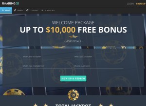 How roaring21.com looks like on a tablet such as an iPad.