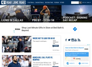 How roarlionsroar.com looks like on a tablet such as an iPad.