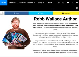 How robbwallace.co.uk looks like on a tablet such as an iPad.