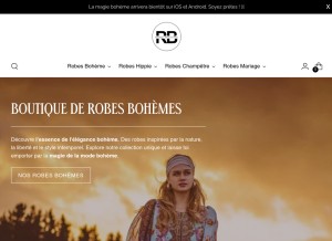 How robeboheme.co looks like on a tablet such as an iPad.