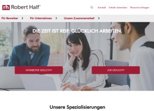 How roberthalf.at looks like on a tablet such as an iPad.