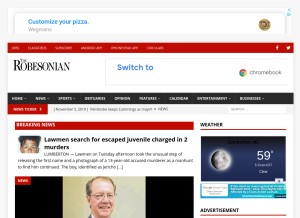 How robesonian.com looks like on a tablet such as an iPad.