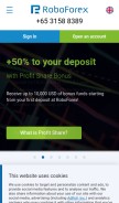 How roboforex.com looks like on a mobile device such as an iPhone.