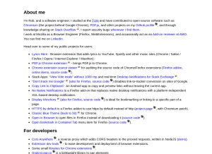 How robwu.nl looks like on a tablet such as an iPad.