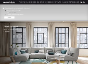 How roche-bobois.com looks like on a tablet such as an iPad.