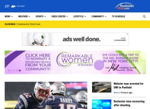 How rochesterfirst.com looks like on a tablet such as an iPad.