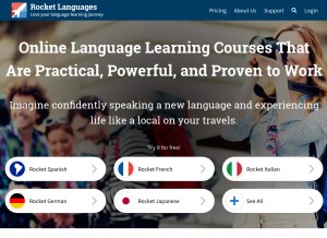 How rocketlanguages.com looks like on a tablet such as an iPad.