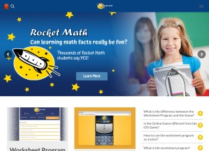 How rocketmath.com looks like on a tablet such as an iPad.