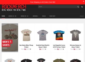 How rockmerch.com looks like on a tablet such as an iPad.