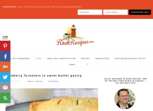 How rockrecipes.com looks like on a tablet such as an iPad.