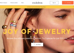 How rocksbox.com looks like on a tablet such as an iPad.