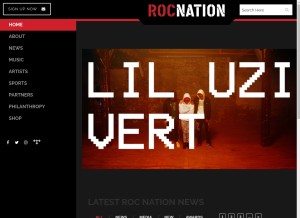 How rocnation.com looks like on a tablet such as an iPad.