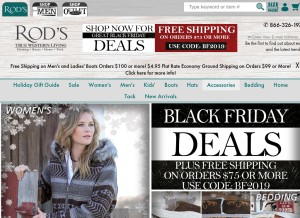 How rods.com looks like on a tablet such as an iPad.