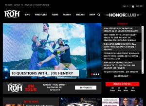 How rohwrestling.com looks like on a tablet such as an iPad.