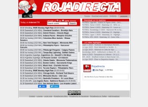 How rojadirecta.es looks like on a tablet such as an iPad.