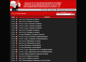 How rojadirectatv.tv looks like on a tablet such as an iPad.