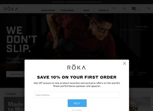 How roka.com looks like on a tablet such as an iPad.