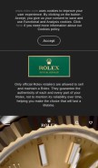 How rolex.com looks like on a mobile device such as an iPhone.