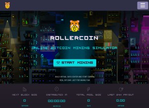 How rollercoin.com looks like on a tablet such as an iPad.