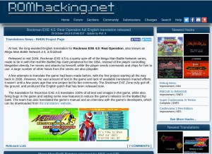 How romhacking.net looks like on a tablet such as an iPad.