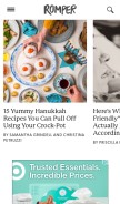 How romper.com looks like on a mobile device such as an iPhone.
