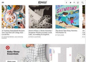 How romper.com looks like on a tablet such as an iPad.