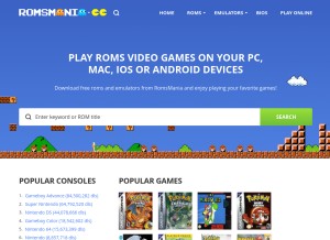 How romsmania.cc looks like on a tablet such as an iPad.