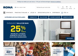 How rona.ca looks like on a tablet such as an iPad.