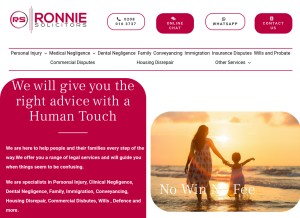 How ronnie-solicitors.co.uk looks like on a tablet such as an iPad.