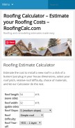How roofingcalc.com looks like on a mobile device such as an iPhone.