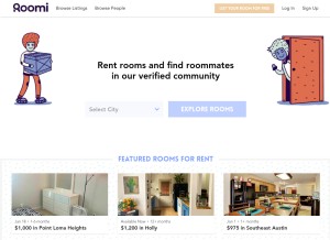 How roomiapp.com looks like on a tablet such as an iPad.