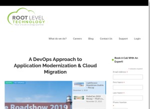 How rootleveltech.com looks like on a tablet such as an iPad.