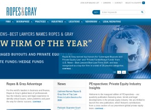 How ropesgray.com looks like on a tablet such as an iPad.