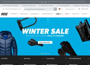 How rosebikes.de looks like on a tablet such as an iPad.