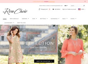 How rosechoic.com looks like on a tablet such as an iPad.