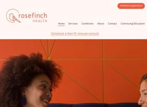 How rosefinchhealth.com looks like on a tablet such as an iPad.