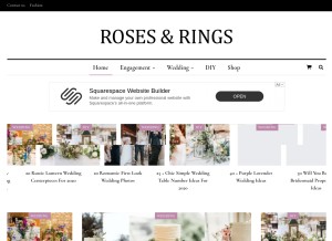 How rosesandrings.com looks like on a tablet such as an iPad.