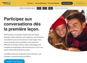 How rosettastone.com looks like on a tablet such as an iPad.