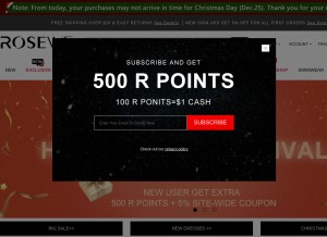 How rosewe.com looks like on a tablet such as an iPad.