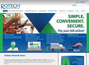 How rotech.com looks like on a tablet such as an iPad.