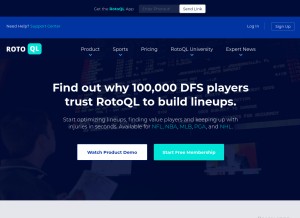 How rotoql.com looks like on a tablet such as an iPad.