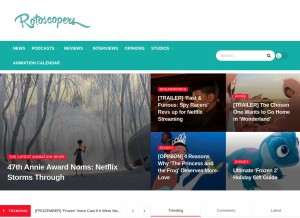 How rotoscopers.com looks like on a tablet such as an iPad.