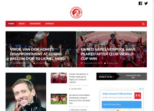 How rousingthekop.com looks like on a tablet such as an iPad.