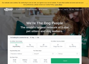 How rover.com looks like on a tablet such as an iPad.