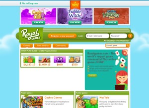 How royalgames.com looks like on a tablet such as an iPad.