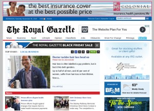 How royalgazette.com looks like on a tablet such as an iPad.