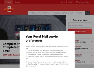 How royalmail.com looks like on a tablet such as an iPad.